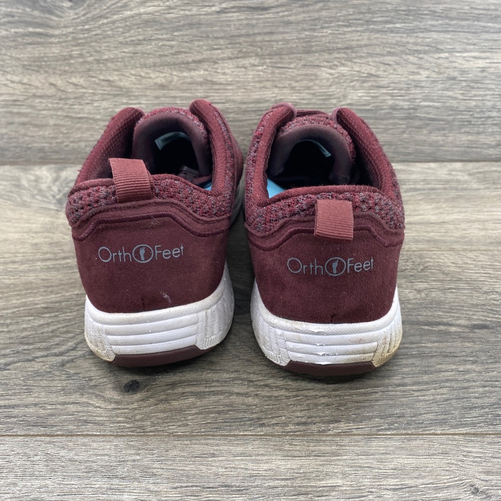 Orthofeet 845 Walking Shoes Women 10 Burgundy Knit Suede Orthopedic Sneakers - Picture 8 of 10